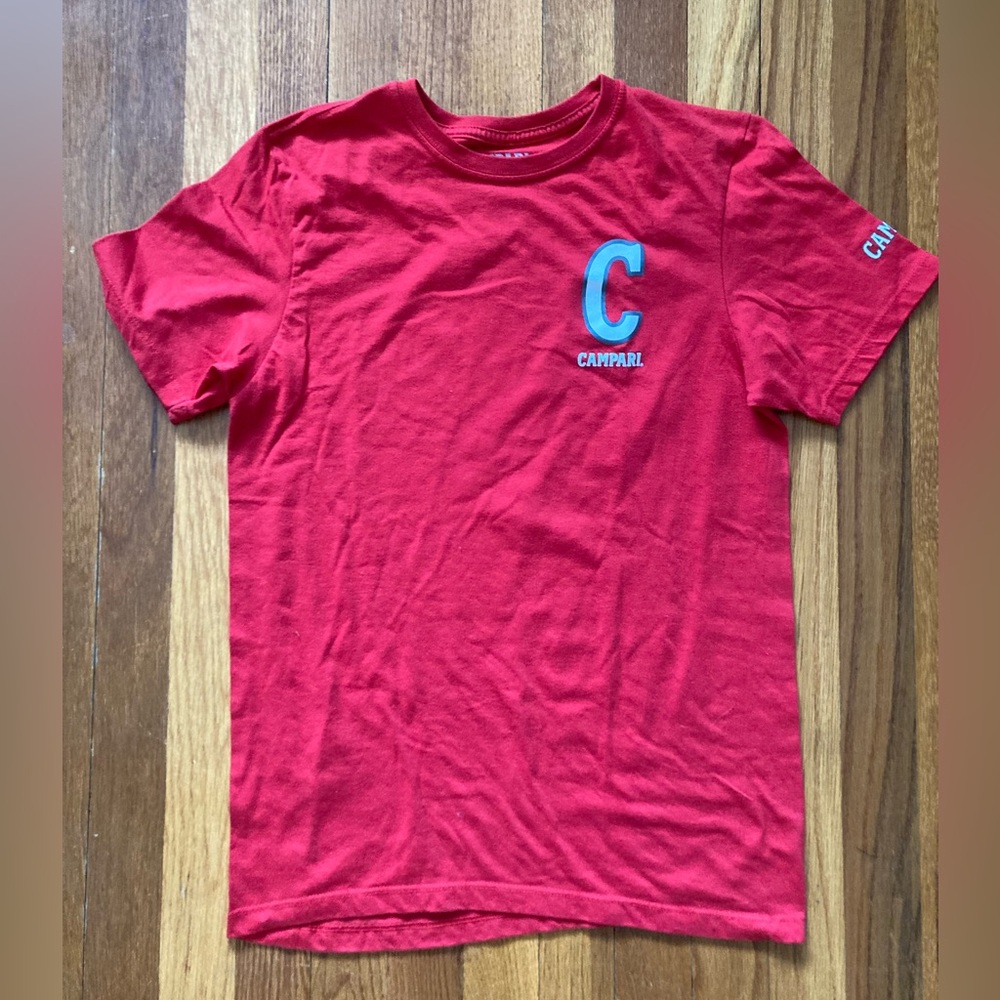 Campari Tshirt Size Medium Red Short Sleeve Campari On Sleeve